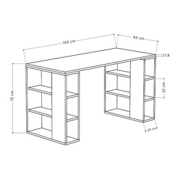 Γραφείο Εργασίας Colmar Megapap από Μελαμίνη Χρώμα Sapphire oak 140x60x75εκ
