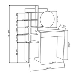 Τουαλέτα με Καθρέπτη mup Megapap από Μελαμίνη Χρώμα Λευκό 105x35x151εκ.