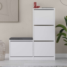 Παπουτσοθήκη Μελαμίνης Dude Megapap Χρώμα Λευκό 104,8x26x118,5εκ.