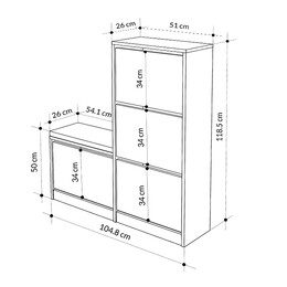 Παπουτσοθήκη Μελαμίνης Dude Megapap Χρώμα Λευκό 104,8x26x118,5εκ.