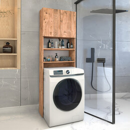 Έπιπλο Πλυντηρίου Ramsey Megapap από Μελαμίνη Χρώμα Pine oak 65x27x190,6εκ.