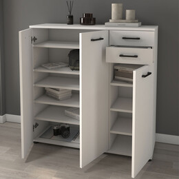 Παπουτσοθήκη - Ντουλάπι Polly Megapap από Μελαμίνη Χρώμα Λευκό 108x35x108εκ.