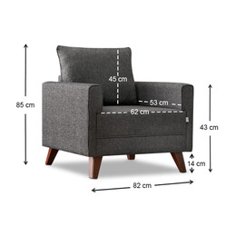 Πολυθρόνα Bella Megapap Υφασμάτινη Χρώμα Ανθρακί 82x81x85εκ.