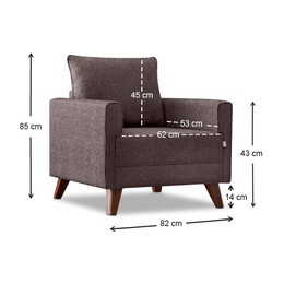 Πολυθρόνα Bella Megapap Υφασμάτινη Χρώμα Καφέ 82x81x85εκ.