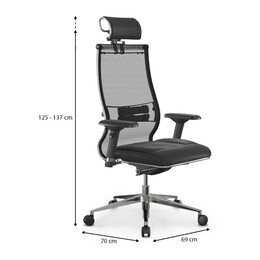 Καρέκλα Γραφείου Samurai l2-6d Megapap Εργονομική με Ύφασμα ts Mesh και Τεχνόδερμα Χρώμα Μαύρο 69x70x125/137εκ.