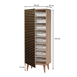 Παπουτσοθήκη - Ντουλάπι Soho Megapap από Μελαμίνη Χρώμα Sonoma 50x38x135εκ.