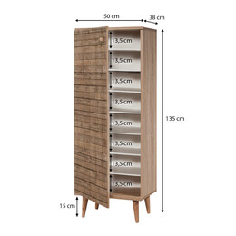 Παπουτσοθήκη - Ντουλάπι Soho Megapap από Μελαμίνη Χρώμα Sonoma 50x38x135εκ.