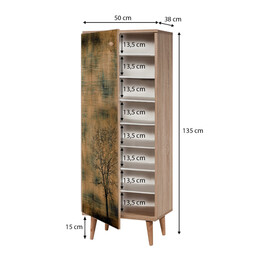 Παπουτσοθήκη - Ντουλάπι Soho Megapap από Μελαμίνη Χρώμα Sonoma 50x38x135εκ.