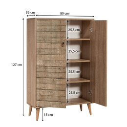 Παπουτσοθήκη - Ντουλάπι Soho Megapap από Μελαμίνη Χρώμα Sonoma 80x36x127εκ.