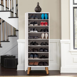 Ντουλάπι Κουζίνας/μπάνιου - Παπουτσοθήκη Assiri Megapap από Μελαμίνη Χρώμα Λευκό 50x38x135εκ.