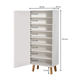 Ντουλάπι Κουζίνας/μπάνιου - Παπουτσοθήκη Assiri Megapap από Μελαμίνη Χρώμα Λευκό 50x38x135εκ.