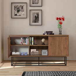 Μπουφές Amedeo Megapap από Μελαμίνη Χρώμα Καρυδί 140x36x72εκ.