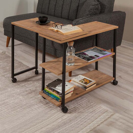 Τραπεζάκι Βοηθητικό Frenk Megapap Πολυμορφικό Μεταλλικό - Μελαμίνης Χρώμα Atlantic Pine 76x30x66εκ.