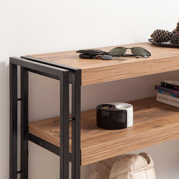 Κονσόλα Atlas Megapap Μεταλλική - Μελαμίνης Χρώμα Atlantic Pine 140x35x80εκ.