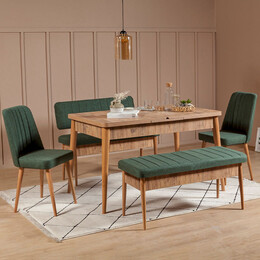 Καναπές Διθέσιος - Παγκάκι Alden Megapap από Μελαμίνη - Ύφασμα Χρώμα Πράσινο 110x40x85εκ.