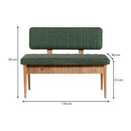 Καναπές Διθέσιος - Παγκάκι Alden Megapap από Μελαμίνη - Ύφασμα Χρώμα Πράσινο 110x40x85εκ.