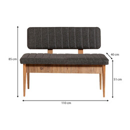 Καναπές Διθέσιος - Παγκάκι Alden Megapap από Μελαμίνη - Ύφασμα Χρώμα Ανθρακί 110x40x85εκ.