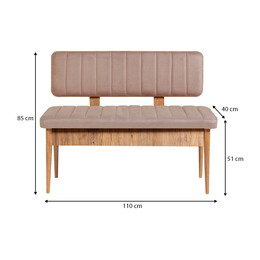 Καναπές Διθέσιος - Παγκάκι Alden Megapap από Μελαμίνη - Βελούδο Χρώμα Μπεζ 110x40x85εκ.