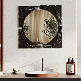 Καθρέπτης Τοίχου Hulla Megapap από Μέταλλο Χρώμα Μαύρο 55,6x2x55,6εκ.