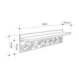 Κρεμάστρα Τοίχου Popy Megapap από  Μέταλλο - Μελαμίνη Χρώμα Λευκό - Μαύρο 80x15,2x20,3εκ.