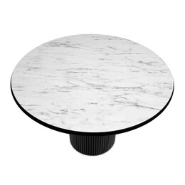 Τραπέζι Borno Megapap Χρώμα Μαύρο - Λευκό εφέ Μαρμάρου Ø115x79 εκ.