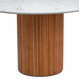 Τραπέζι Borno Megapap Χρώμα Φυσικό - Λευκό εφέ Μαρμάρου Ø120x78 εκ.