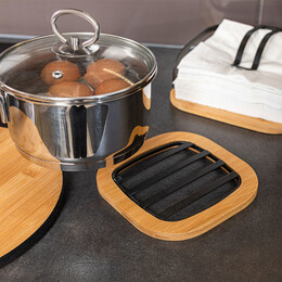 Estia Βαση Μαγειρικου Σκευους Bamboo Essentials Meταλλικη 17x17x1cm Μαυρο