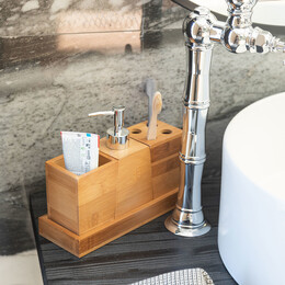 Estia Αξεσουαρ Μπανιου Βαμβοο Essentials με Βαση σετ 3 Τεμ.