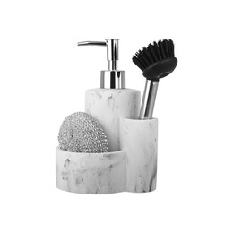 Estia Δοχειο Υγρου Πιατων με Θηκη για Σφουγγαρι & Βουρτσα Marble