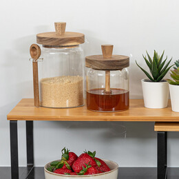 Estia Δοχειο Αποθηκευσης Acacia Γυαλινο 850ml 9.7x12x17cm με Κουταλι