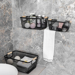 Estia Καλαθι Οργανωσης Bamboo Essentials Μεταλλικο με Ξυλινες Λαβες 35x23x16cm