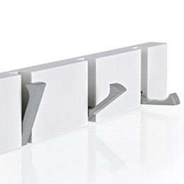 Estia Κρεμαστρα Τοιχου Ξυλινη 60x5.5x1.8cm 6 Θεσεων με Αναδιπλουμενους Γαντζους Λευκη