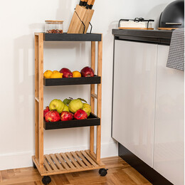 Estia Τρολλει Κουζινας Bamboo Essentials 4 Επιπεδων 40x30x88cm Μαυρο