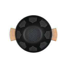 Estia Σουρωτηρι Ζυμαρικων Acacia Μεταλλικο 22cm με Ξυλινες Λαβες Μαυρο