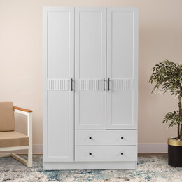 Ντουλάπα Ρούχων Jenna Megapap Τρίφυλλη Χρώμα Λευκό 105x50x182εκ.