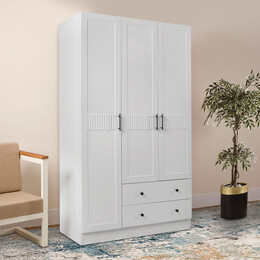 Ντουλάπα Ρούχων Jenna Megapap Τρίφυλλη Χρώμα Λευκό 105x50x182εκ.