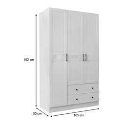 Ντουλάπα Ρούχων Jenna Megapap Τρίφυλλη Χρώμα Λευκό 105x50x182εκ.