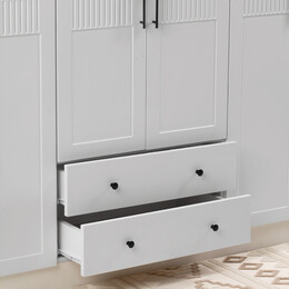 Ντουλάπα Ρούχων Jenna Megapap Εξάφυλλη Χρώμα Λευκό 210x50x182εκ.