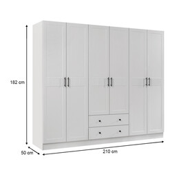 Ντουλάπα Ρούχων Jenna Megapap Εξάφυλλη Χρώμα Λευκό 210x50x182εκ.