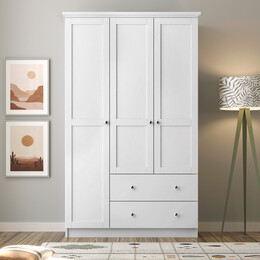 Ντουλάπα Ρούχων Emily Megapap Τρίφυλλη Χρώμα Λευκό 105x50x210εκ.