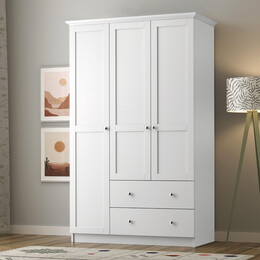 Ντουλάπα Ρούχων Emily Megapap Τρίφυλλη Χρώμα Λευκό 105x50x210εκ.
