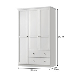 Ντουλάπα Ρούχων Emily Megapap Τρίφυλλη Χρώμα Λευκό 105x50x210εκ.