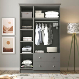 Ντουλάπα Ρούχων Emily Megapap Τρίφυλλη Χρώμα Ανθρακί 105x50x210εκ.