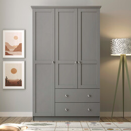 Ντουλάπα Ρούχων Emily Megapap Τρίφυλλη Χρώμα Ανθρακί 105x50x210εκ.