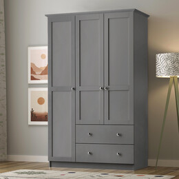 Ντουλάπα Ρούχων Emily Megapap Τρίφυλλη Χρώμα Ανθρακί 105x50x210εκ.