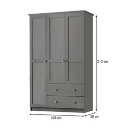 Ντουλάπα Ρούχων Emily Megapap Τρίφυλλη Χρώμα Ανθρακί 105x50x210εκ.