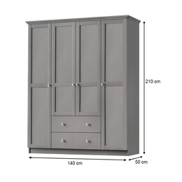 Ντουλάπα Ρούχων Emily Megapap Τετράφυλλη Χρώμα Anthracite 140x50x210εκ.