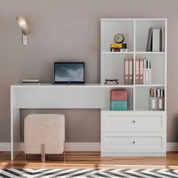 Γραφείο Εργασίας Franklin Megapap με Βιβλιοθήκη Χρώμα Λευκό 155x60x152εκ.