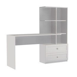 Γραφείο Εργασίας Franklin Megapap με Βιβλιοθήκη Χρώμα Λευκό 155x60x152εκ.