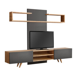 Σύνθεση Τηλεόρασης Giacomo Megapap Χρώμα Sapphire oak - Ανθρακί 180x40x45εκ.
